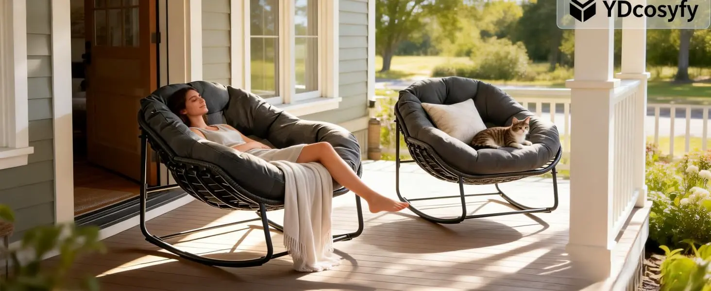 Scaun balansoar Papasan Solara din ratan - imagine detaliu 1