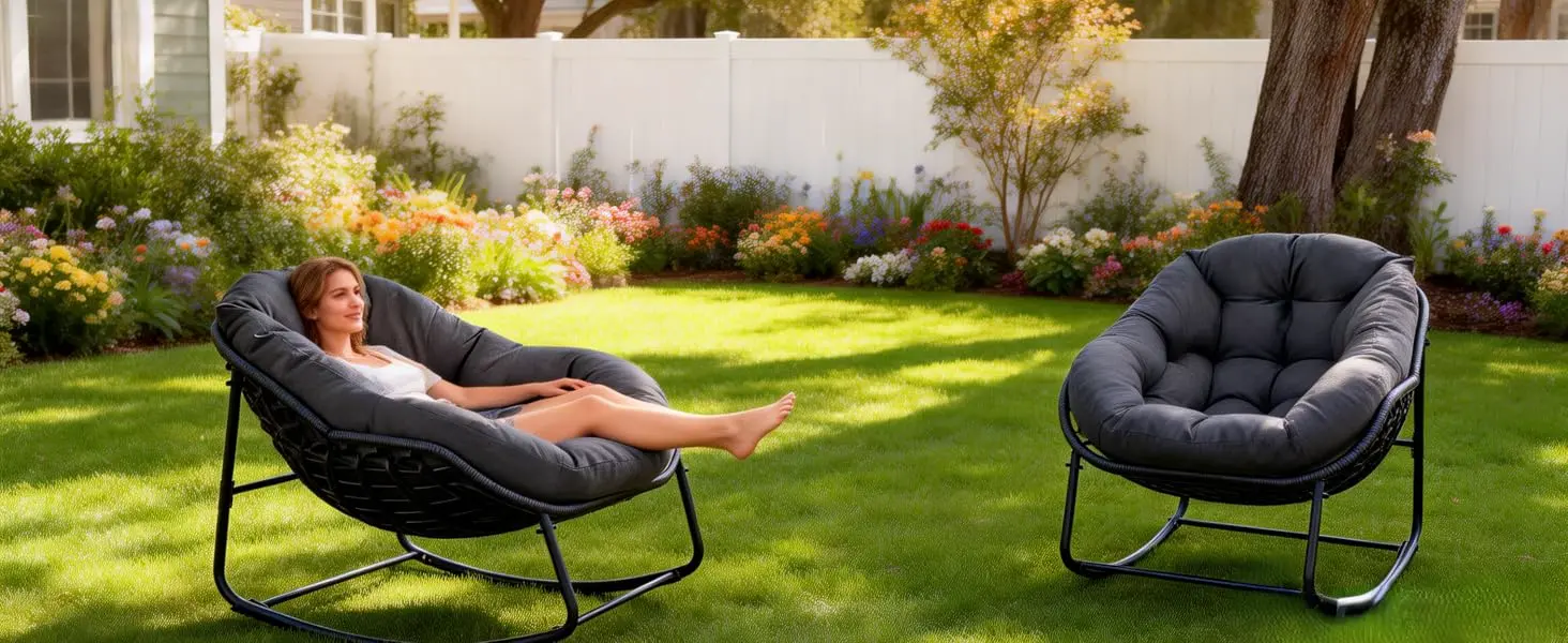 Scaun balansoar Papasan Solara din ratan - imagine detaliu 6