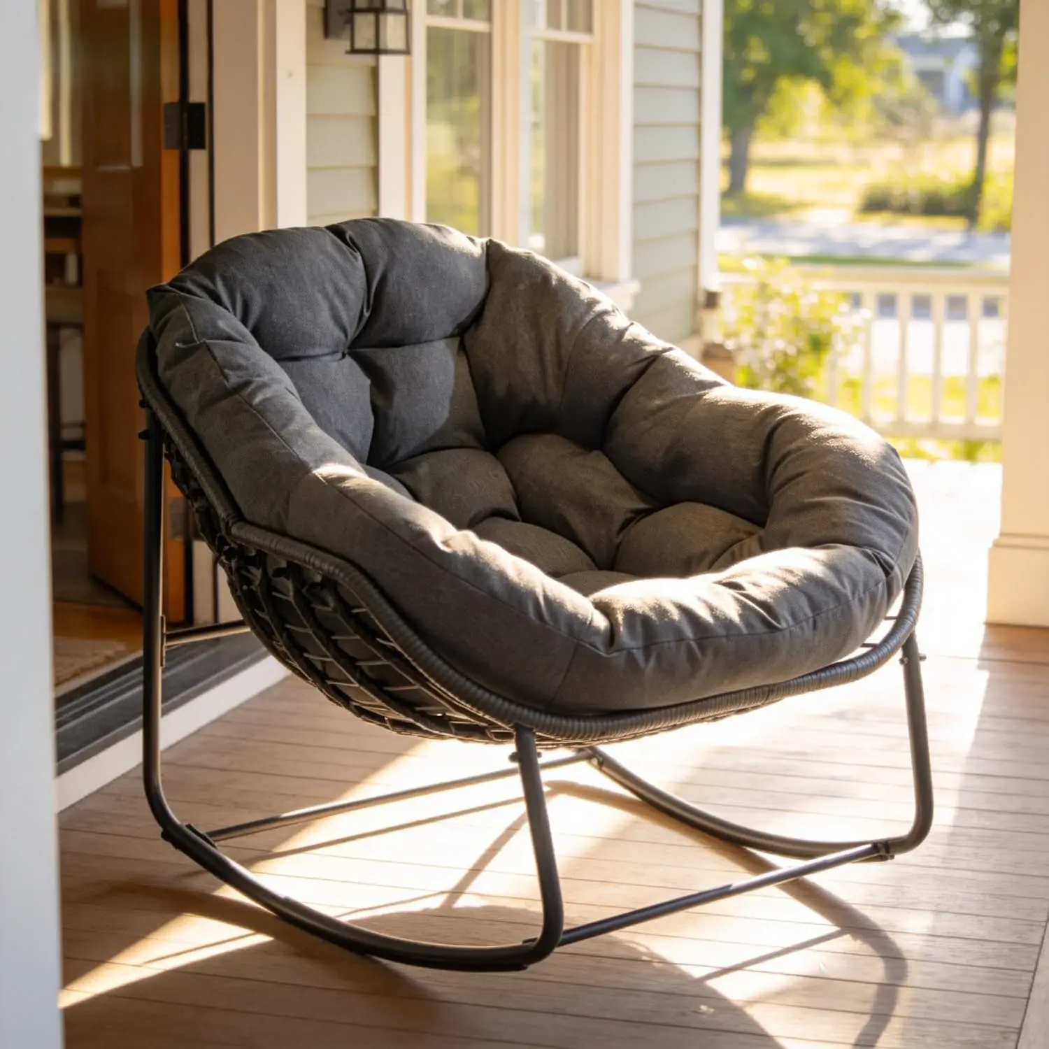 Scaun balansoar Papasan Solara din ratan, imagine 1