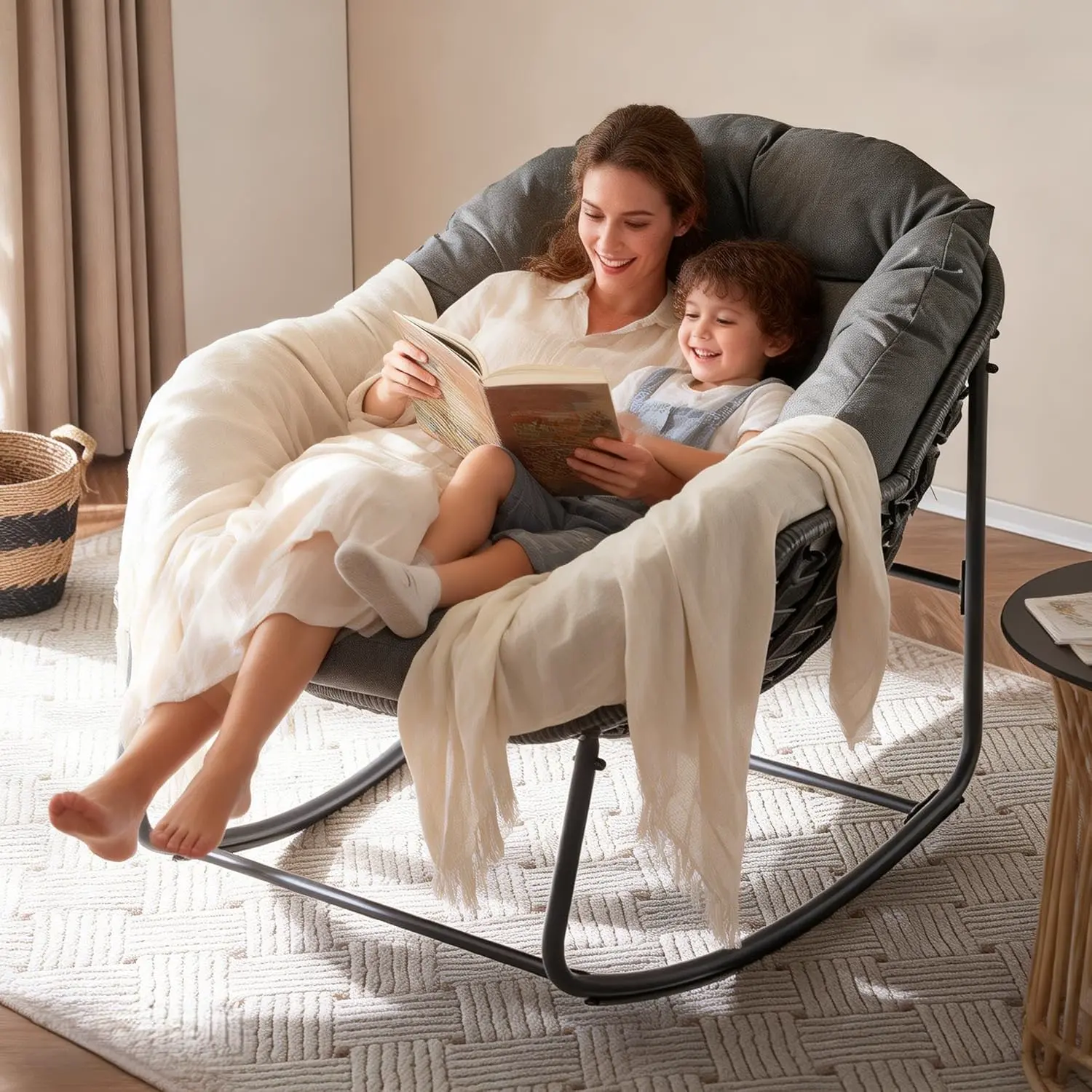 Scaun balansoar Papasan Solara din ratan, imagine 7