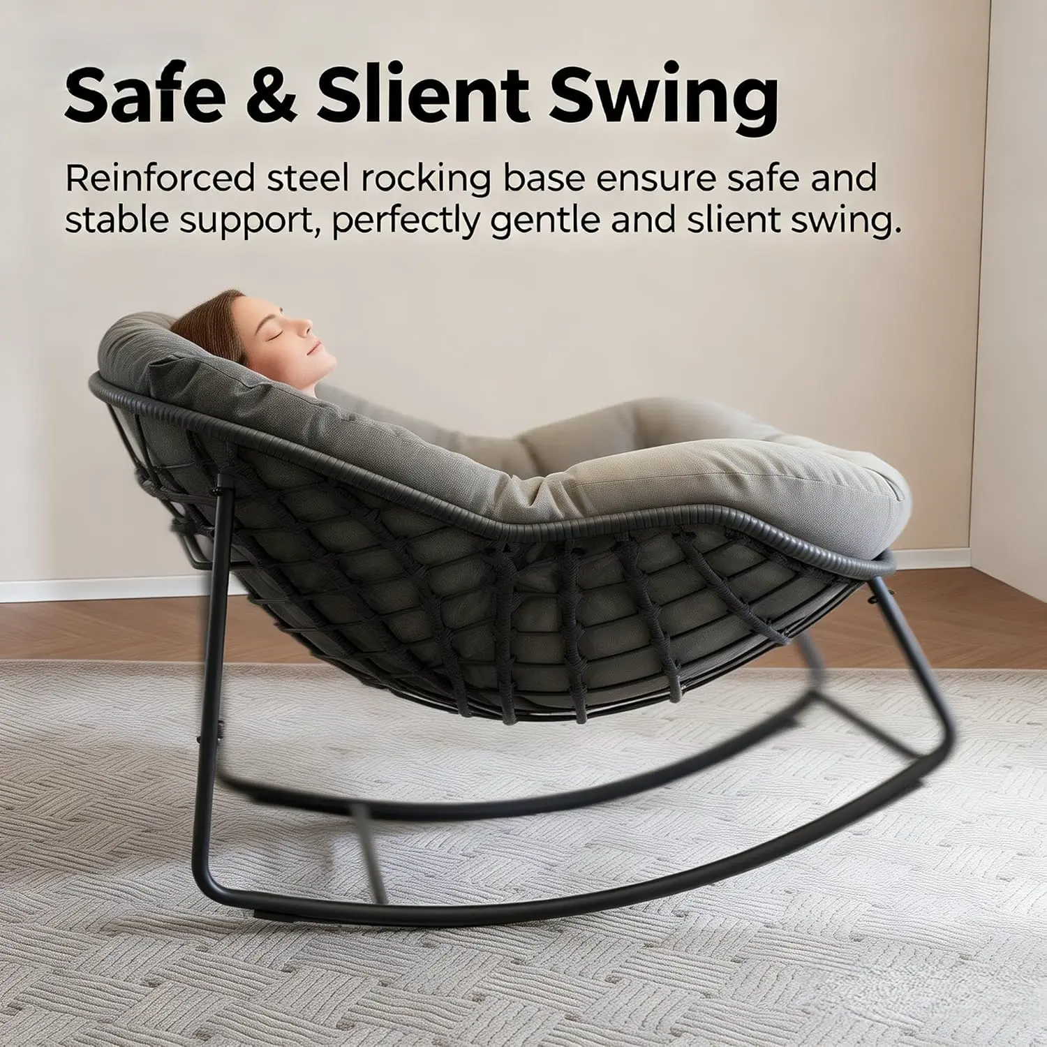 Scaun balansoar Papasan Solara din ratan, imagine 8