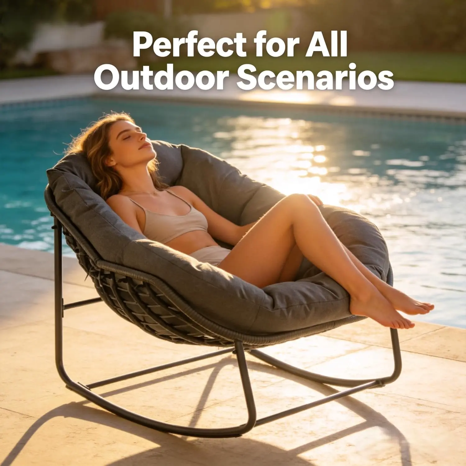 Scaun balansoar Papasan Solara din ratan, imagine 9